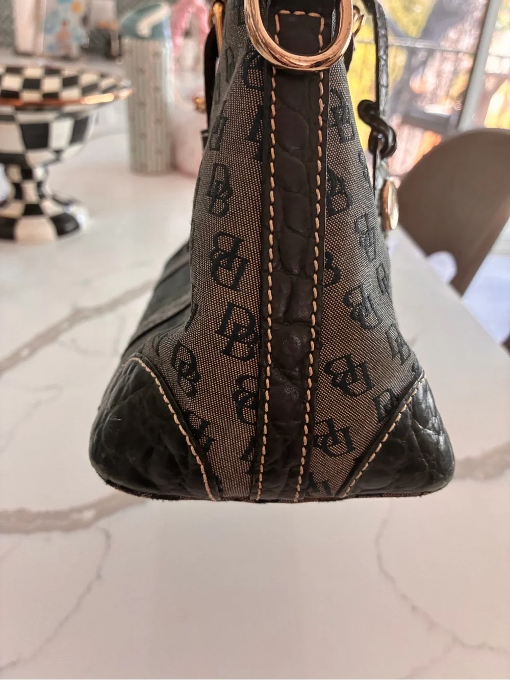 Dooney & Bourke Black and Gray Signature Satchel